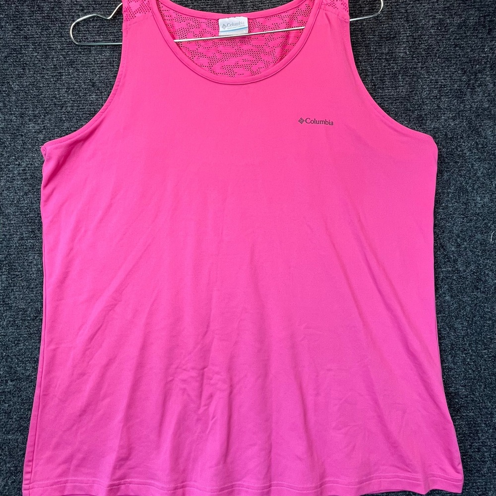 Columbia Pink Active Tank Top Womens L Mesh Back Stretch Performance Gym Hike